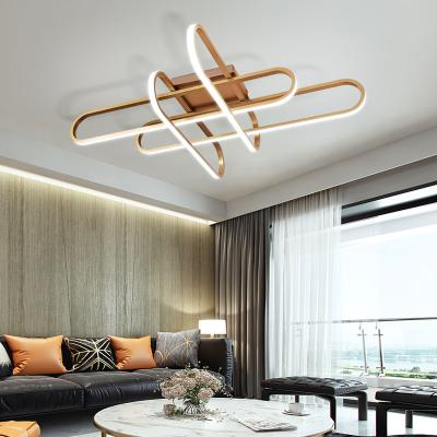 China Nordic modern decoration style indoor lighting surface mounted aluminum metal rectangle chandelier ceiling lamp for bedroom for sale