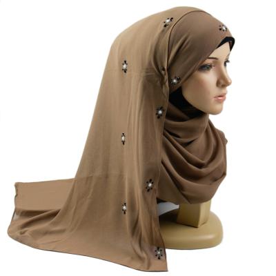 China 15-40 New Fashion Style Simple Color Women's Muslim Chiffon Hijab Rhinestone Hijab Scarf Sparkle Chiffon Hijab With Stone for sale