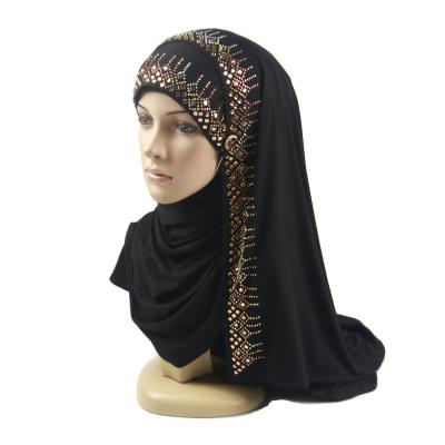 China Wholesale Simple Cotton American European Stretch Tank Top Hijab With Gold Stone For Muslim Cotton Hijab Tank Top for sale