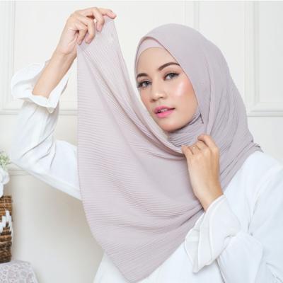 China Soft Feeling Soft Mini Pleated Chiffon Hijab High Quality Hot Selling Malaysia To Sell Wholesale Muslim Hijab Pleated Shawl for sale