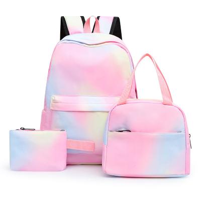 China Waterproof shifang rainbow tie dye with lunch bag and pencil case 4 pieces in 1 for girls schoolbag school bag backpack for sale