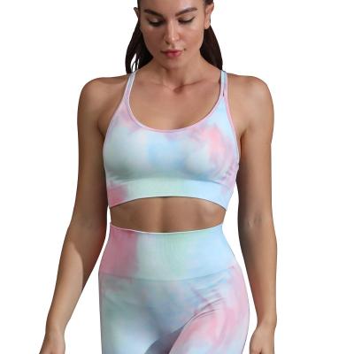 China Breathable European and American ladies new yoga wear seamless dye tying moisture absorption quick-drying sports underwear yoga bra for sale