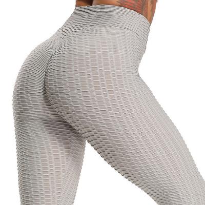 China European and American Breathable Peach Hip Hot Bubble Pants High Waist Hip Lift Yoga Pants Electric Elastic Texture Tights Tops for sale