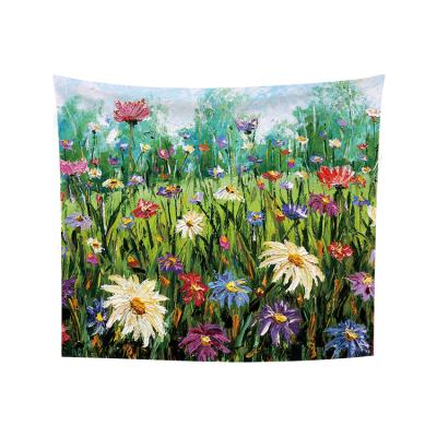 China Classic Trippy Floral Tapestry, Boho Daisy Flower Tapestry Wall Hanging Psychedelic Hippie for Bedroom, Home Decor Covering for sale