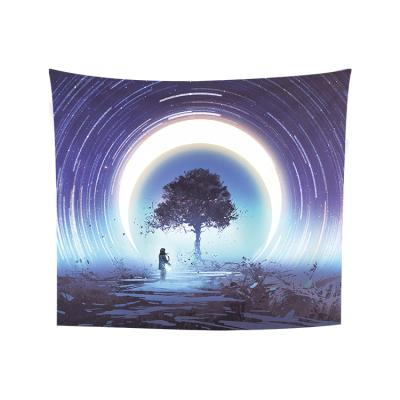 China Psychedelic Mystical Tapestry Tree Moon Tapestry Classic Starry Sky Wall Space Galaxy Tapestry Tapestry for Bedroom Dorm for sale