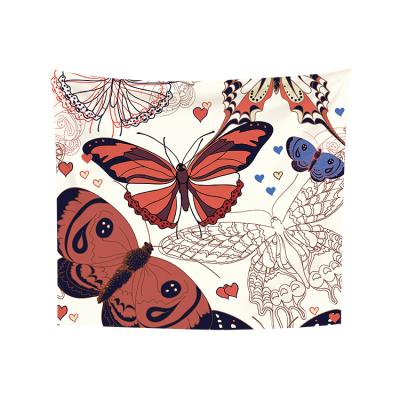 China Wall Hanging Classic Watercolor Tapestry Blue Butterfly Wall Tapestries For Dorm Living Room Bedroom Decoration for sale