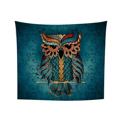 China Classic Home Decor Psychedelic Owl Tapestry, Forest Line Art Tapestry Wall Hanging Trippy for Bedroom, Bird Blacklight Animal Tapestry for sale