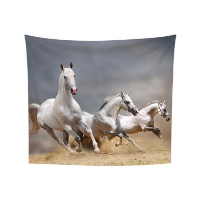 China Beautiful Classic Galloping Wall Art Decor Wall Hanging Bedroom Desert Wild Realistic Running Horse Animal Farm Painting Living RoomTapestry for sale