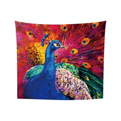 China Psychedelic Tapestry Peacock Polyester Decor Tapestry Classical Home Colorful Animal Tapestry Belle Wall Hanging For Living Room for sale