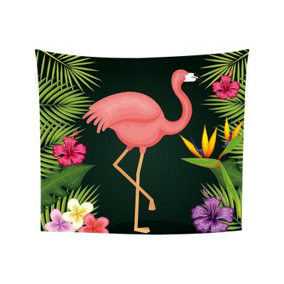 China Classic Floral Tapestry Flamingo Tropical Leaves Flowers Pink Abstract Wall Hanging For Living Room Bedroom Dorm Home Room Decor for sale