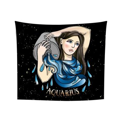 China Aquarius Constellation Tapestry Classic Signs Of The Zodiac Astrology Purple Tapestry Wall Hanging For Bedroom Living Room for sale