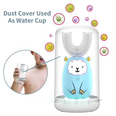 China Lovely Cleasing Cartoon Design Rechargeable Deep U Dispenser Shape Sonic Electric Toothbrush Sonic With Automatic Wireless Charger for sale