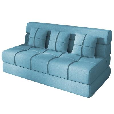 China Nordic Luxury Stretch Home Use Foldable Breathable Fabric Sponge Sofa Bed Folding Living Room High Density Office Blue for sale