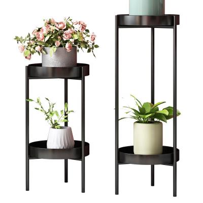 China Nordic Simple Modern Stable And Durable Indoor Decoration Combo 2 Pcs Thickened Steel Tube Wrought Iron Metal Garden Flower Pot Rack Plant Stand for sale