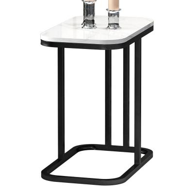 China Compile Nordic Simple Metal Marble Top Regular Frame Black Corner End Table Coffee Tables Small Square Side Tables For Modern Living Room for sale