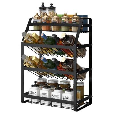 China Black 3 Tier Kitchen Storage Rack Wall Mounted Home Viable Metal Standing Drink Mesh Wire Rack Holders for sale