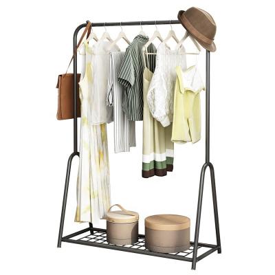 China Assemble New Designer Modern Indoor Outdoors Gold Multifunctional Metal Dress Clothes Standing Floor Rack Coat Hanger Rack With Shelves for sale