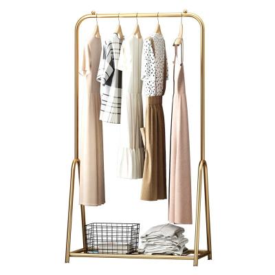 China Assemble Nordic Wrought Iron Stainless Steel Metal Indoor Clothes Rack Floor Standing Coat Rack Hanger for sale