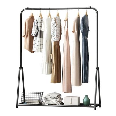 China Assemble Modern Indoor Outdoor Metal 120cm Width Gold Dress Hanger Rack Laundry Drying Racks Coat Rack with Hat Handbags Storage for sale