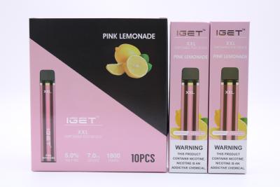 China Original Iget XXL 1800 Puffs Disposable Pod Cigarettes Device 950mAh Battery 2.4ml Prefilled Cartridge Vape Pen for sale