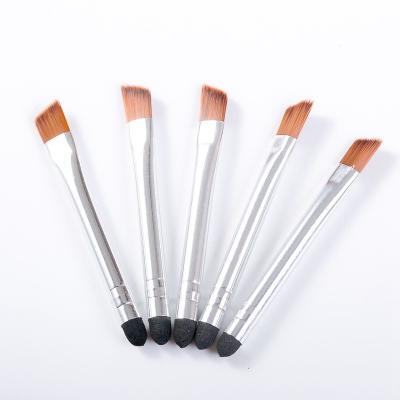 China Angular blush synthetic and rubber double-end head makeup eyebrow brush for sale