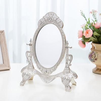 China Nordic Luxury Metal Office Desktop Zinc Alloy Sight Style Decorative Mirror Makeup Mirror For Lady for sale