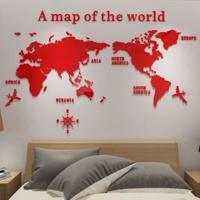 China Creative Europe Christmas New Year Home Decor TV Arrangement Wall Fashion Decorate World Map Acrylic Wall Sticker for sale