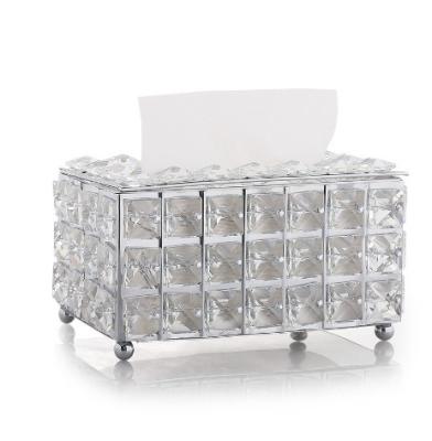 China New Arrival Christmas New Year Gold Silver Crystal Facial Tissue Box Napkin Dispenser Nordic Luxury Box for sale