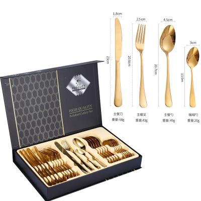 China Christmas Viable Wedding Party High Quality Kitchenware 24 Pieces Stainless Steel Flatware Set With Gift Box Knife Fork Spoon Set for sale