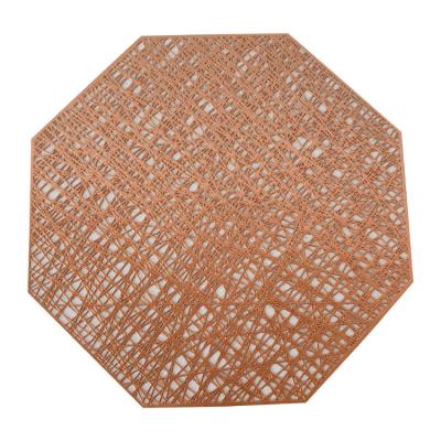 China Sustainable Wholesale Restaurant Kitchen Used Custom Octagonal Hollow Dining Table Eco-friendly PVC Heat Insulation Mat Placemat for sale