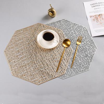 China Custom Made Eco-friendly Non-slip PVC Heat Insulation Hollow Octagonal Kitchen Table Viable Mat Placemat for sale