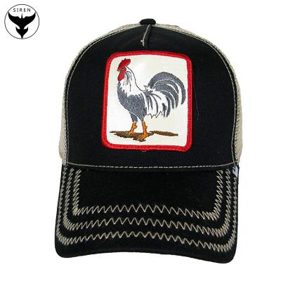 China JOINT design your own short brim trucker rooster hats with embroidery patch for sale