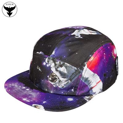 China Digital JOINT Free Samples Custom Design Sublimation All Over Print 5 Panel Tie Dye Camp Hats for sale