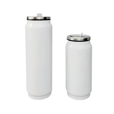 China 350ML 500ML Sustainable Cola Can Straight Sublimation Masks Stainless Steel Tumbler Cups With Straw Lid for sale