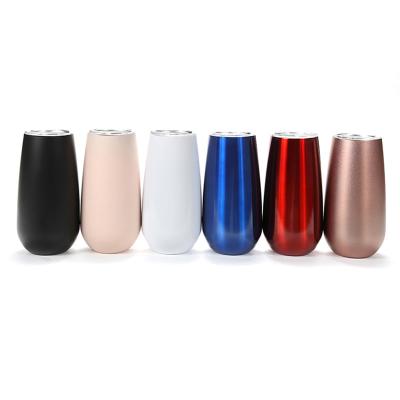 China Sustainable 6oz Factory Stocked Stainless Steel Double Wall Wine Tumbler Cup With Multicolor Choice for sale