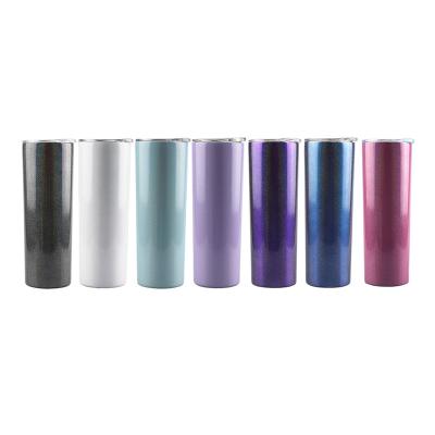 China Viable Wholesale 20oz Sublimation Tumbler Shimmer Skinny Glitter Tumbler With Lids And Straws for sale