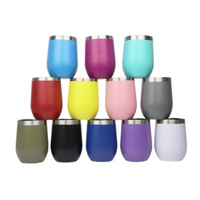 China Sustainable 12oz 16oz Sublimation Stainless Steel Egg Shaped Double Wall Wine Tumbler With Sliding Lids for sale