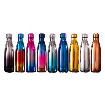 China Viable 500ml/750ml gradient color changing stainless steel glitter cola water bottle for outdoor sports factory wholesale for sale