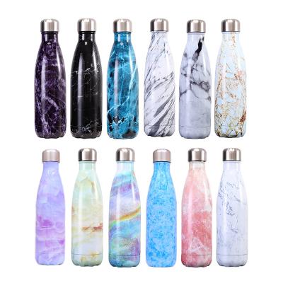 China Sustainable Design 500ml/750ml Top-popular Marble Vacuum Insulated Stainless Steel Cola Water Bottle With Lacquer Printing for sale