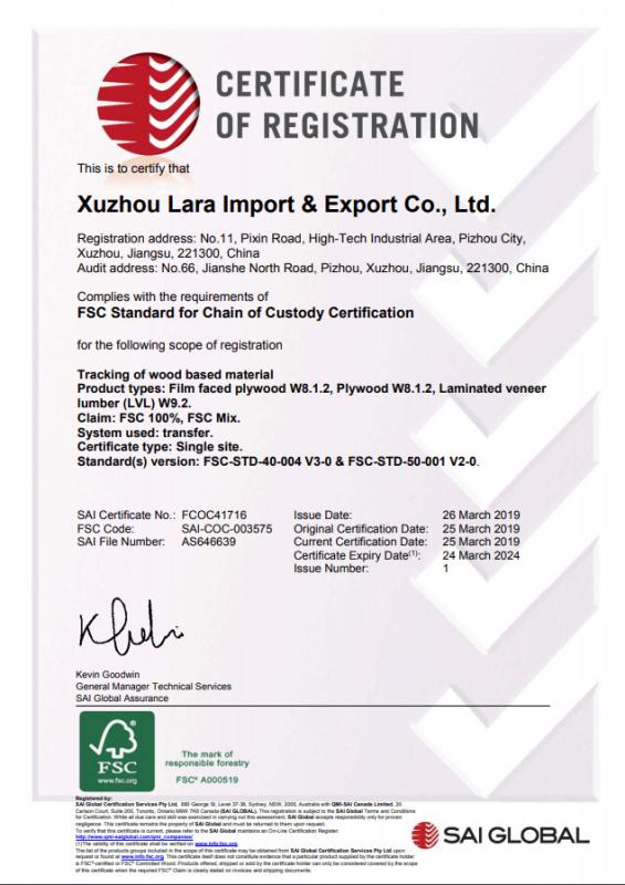 FSC - Xuzhou Lara Import& Export Co., Ltd.