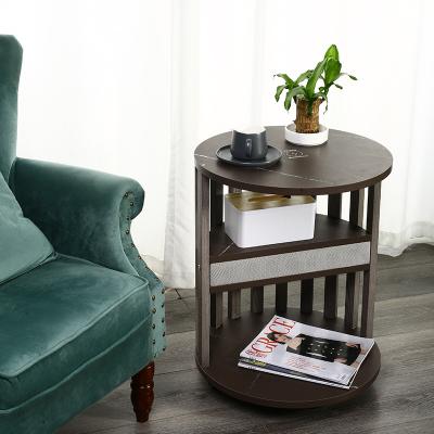 China Movable Modern Wooden Round Side Table Smart Coffee Table With Music Speakers And Wireless Charging for sale