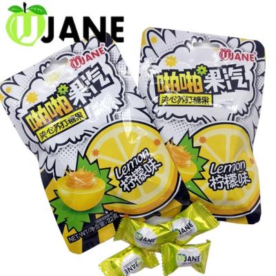 China Natural Funny Soda Lemon Flavor Filled Hard Candy With Sour Power for sale