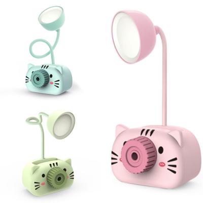 China Cute Cute Cat Desk Light Pencil Cup Mobile Phone Holder Mini Table Lamp Pig Night Light Pen Barrel Bedside Lamp 4 in 1 for Girls for sale