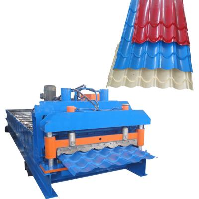 China High Speed PPGI Glazed Tile Cold Roll Forming Machine Hydraulic Cutting for sale