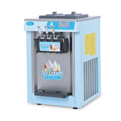 중국 Blue mini flavor 22L three commercial soft serve ice cream machine maker snack factory factory for sale 판매용