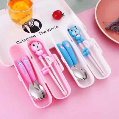 China Viable High Quality Baby Training Fork And Spoon Chopsticks Set, Kids Stainless Steel Utensil Set for sale