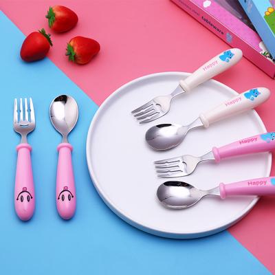 China 304 Stainless Steel Baby Metal Sustainable Feeding Children Kids Flatware Toddler Baby Silverware Baby Flatware Set With Box Case for sale