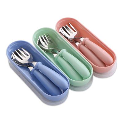 China 2 Sets Toddler Utensils, Sustainable Stainless Steel Baby Spoons And Forking Kids Child Safe Cutlery Set For Safe Dining for sale