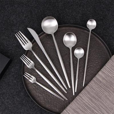 China 18/10 Durable Matte Stainless Steel Banquet Cutlery Set, Kitchen Fork Spoon Knife Cutlery Silver for sale