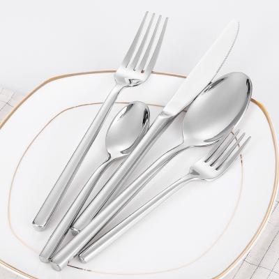 China 18/8 Viable Wholesale Silver Stainless Steel Flatware Set Hotel Fork Knife and Spoon 5 Piece Cutlery Set for sale